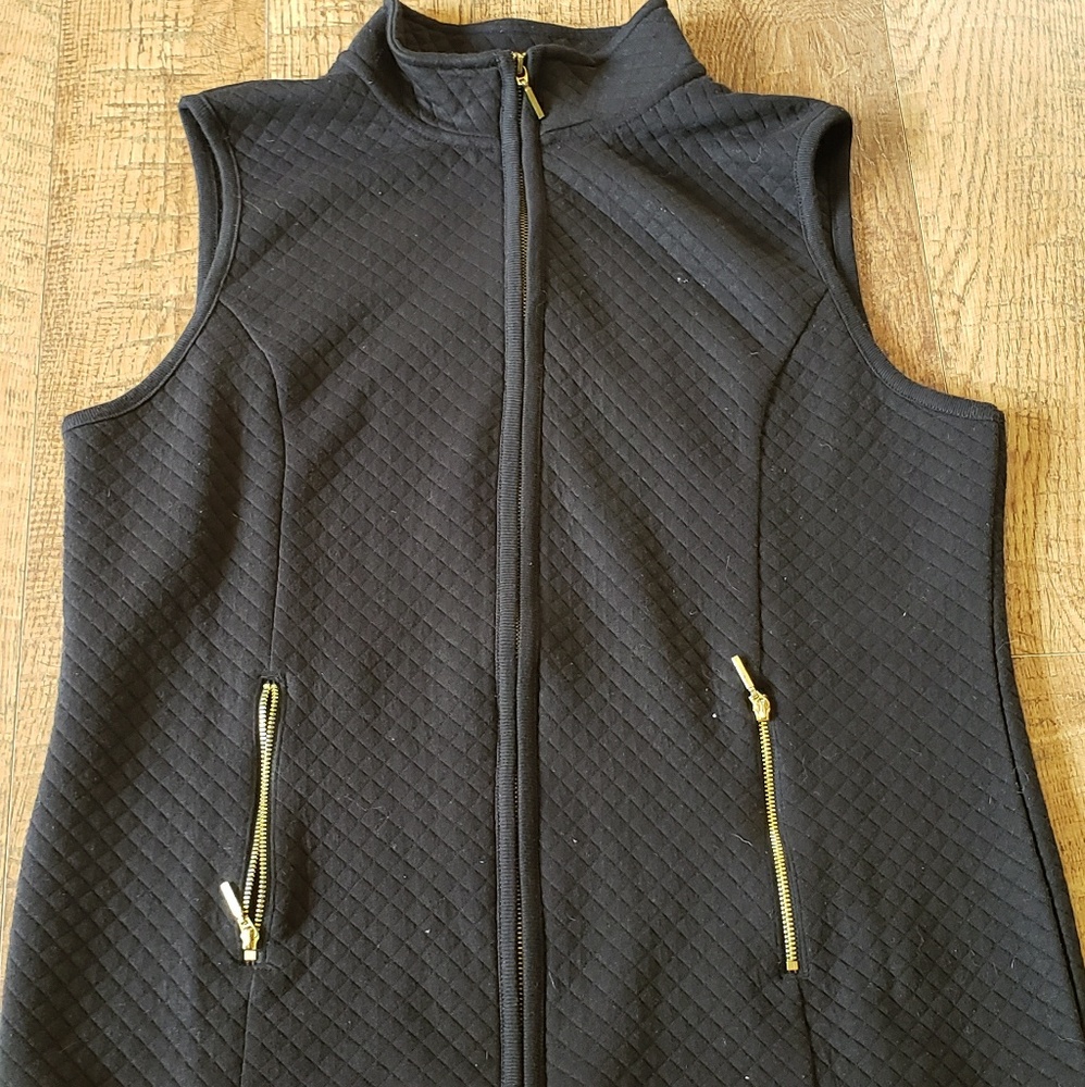 Karen Scott womens black zip up dressy vest